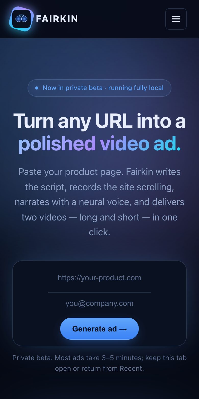 fairkin.com — live product preview
